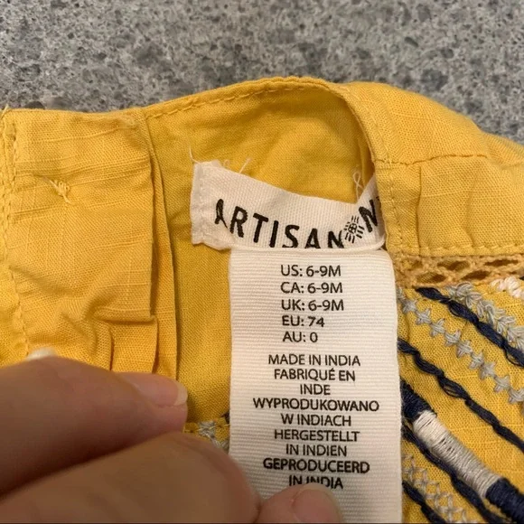 Baby-Yellow Embroidered Cotton Dress - 6-9 Months - Picture 4 of 8